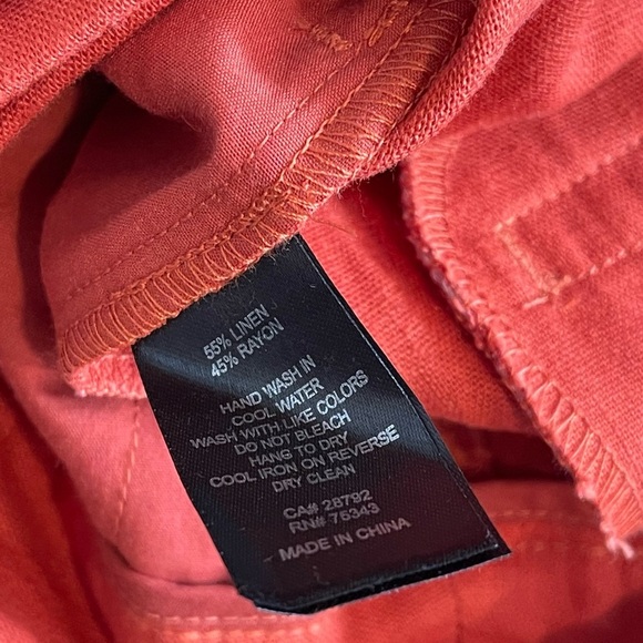 House Of Harlow Rustic Red Abstract Boho Belted Casual Linen Pants Contemporary - Picture 6 of 8